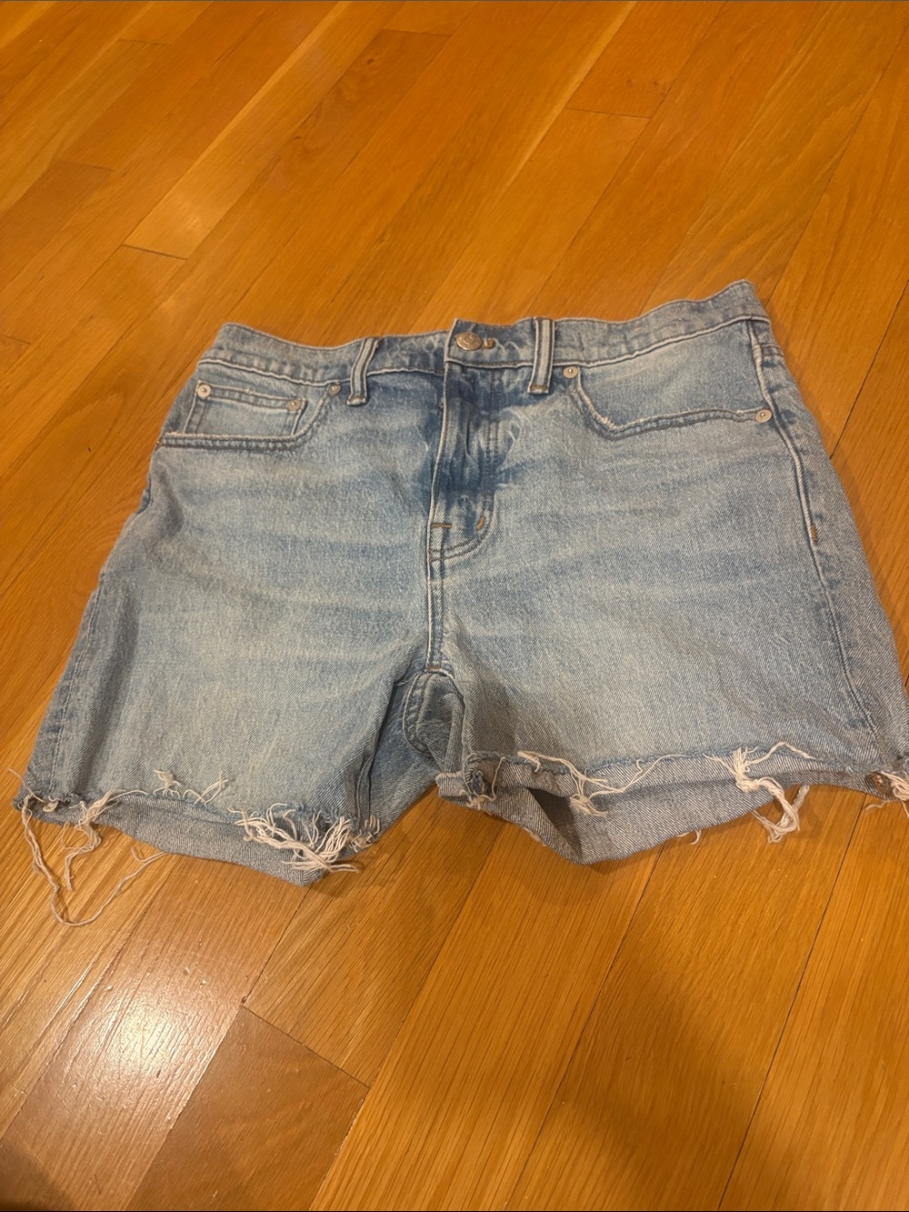 Madewell Light Blue Distressed Denim Cutoff Shorts